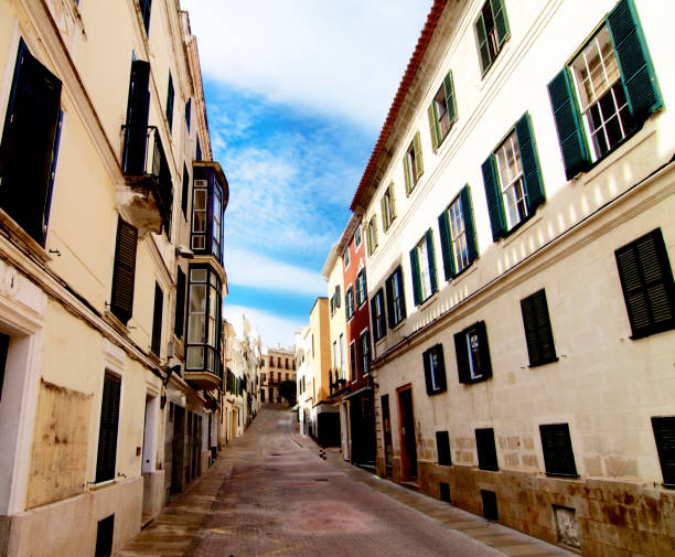 Street of Mahon, Menorca, Spain stock photo