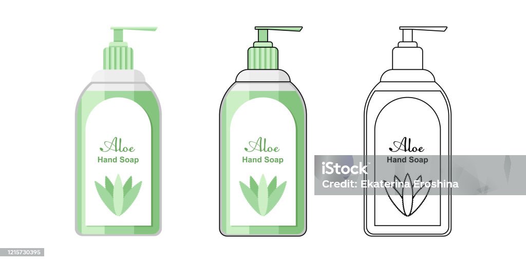 Hand Soap Design Graphics Green Liquid Hand Soap Flat Vector Illustration Set Of Three ...