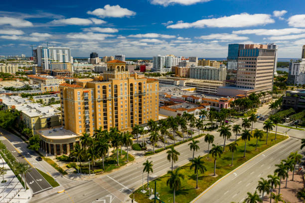 Aerials of Downtown West Palm Beach FL Aerials of Downtown West Palm Beach FL west palm beach stock pictures, royalty-free photos & images