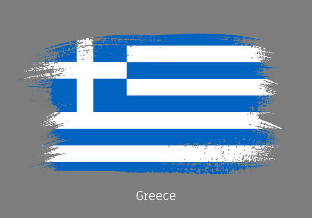 ブラシストロークの形をしたギリシャの公式旗 - greek flag点のイラスト素材／クリップアート素材／マンガ素材／アイコン素材