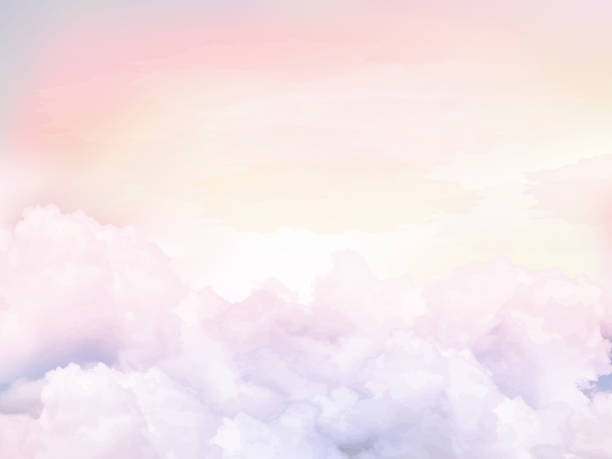 zucker baumwolle rosa wolken vektor-design-hintergrund - dreams heaven cloud fairy tale stock-grafiken, -clipart, -cartoons und -symbole