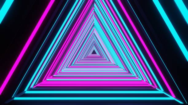 istock Abstract black background neon light triangle tunnel.Vintage style.3d illustration, 3d rendering. 1215738168