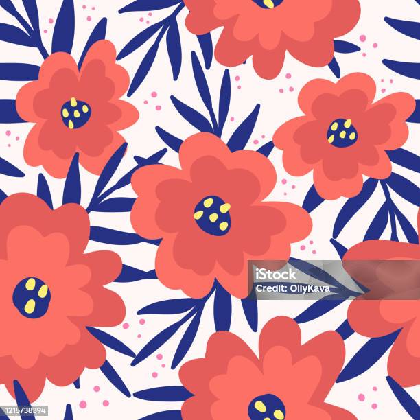 Poppy Pattern Vector Poppypattern Stock Illustration - Download Image Now - Abstract ...