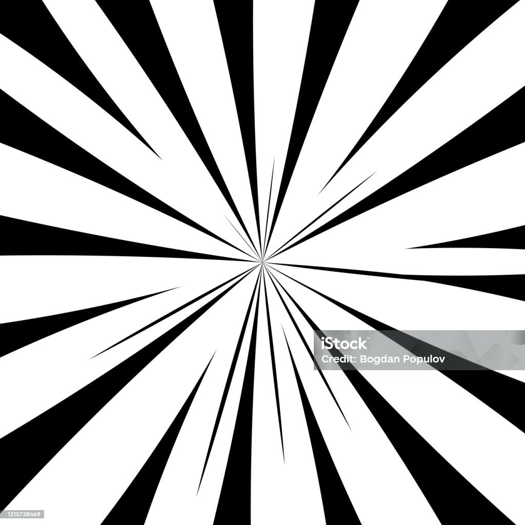 Radial Zoom Speed Bold Line Black On White Comic Background Vector  Illustration Stock Illustration - Download Image Now - iStock