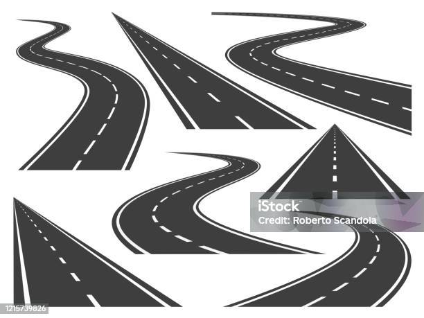Isolated Vector Pictures Of Pathway Different Roads And Long Highway Stock Illustration - Download Image Now