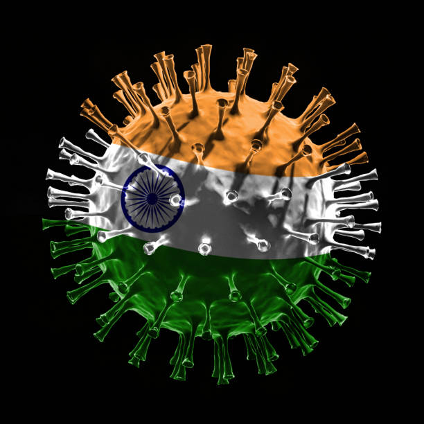 istock Flag of India on Covid-19 is virus concept. 3D rendering 1215739843