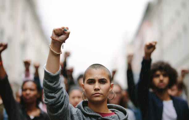 istock Protestors at a political demonstration 1215740051