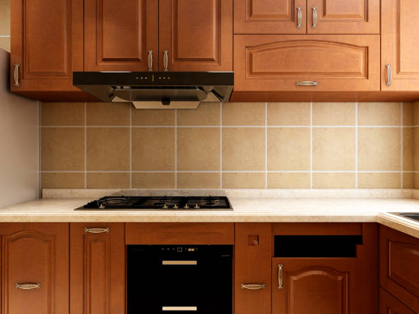 istock 3D rendering,Modern family kitchen design, new cabinets and kitchenware with refrigerators, sunlight from the window. 1215741700