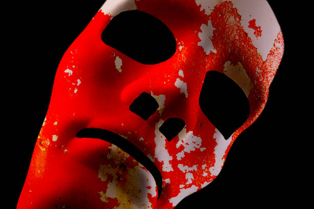 istock Red robot face with grunge texture 1215741743
