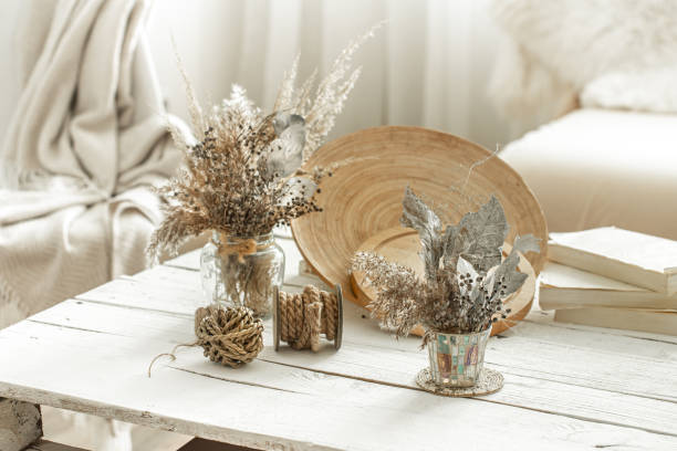 istock Decorative items in the interior with dried flowers. 1215742028