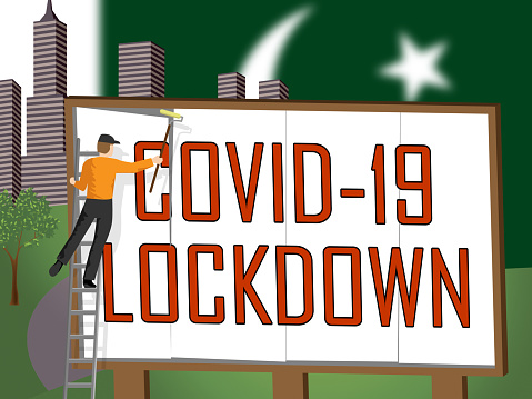 Pakistan lockdown against coronavirus covid-19. Pakistani stay home order to enforce self isolation and stop infection - 3d Illustration