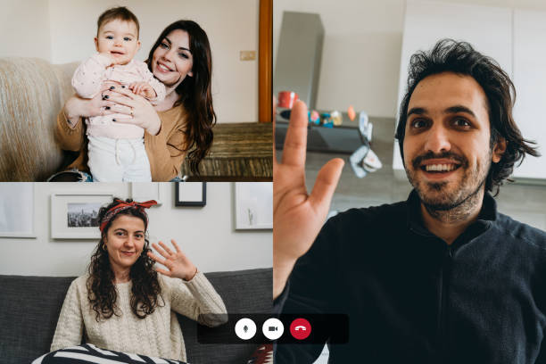 Screenshot of a videoconference with young people connecting together