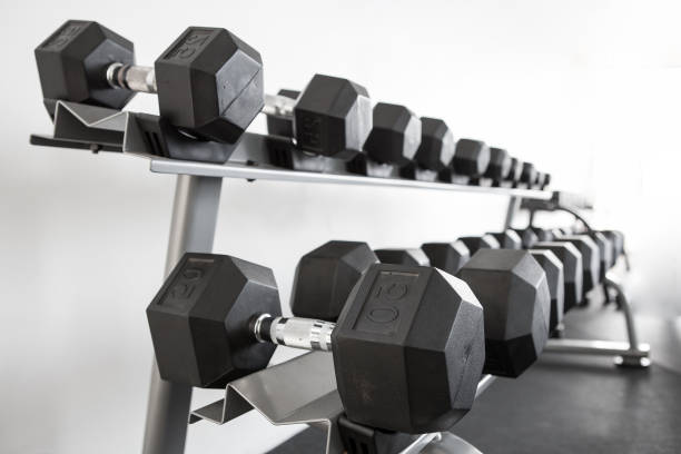 istock Exercise steel balls arranged in the gym 1215751827