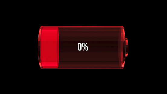 Design element vector low red battery indicator on black background