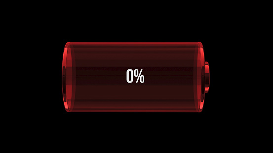 Design element vector empty red battery indicator on black background