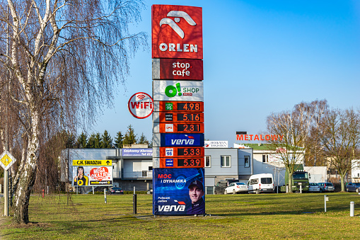 Przezmierowo, Poland - 08.02.2020 - Orlen petrol station in Przezmierowo