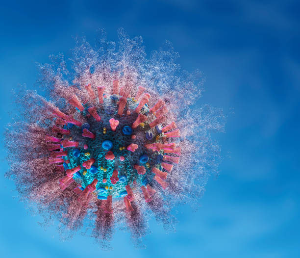 istock COVID-19 Corona Virus floating microscopic mockup explosion 1215759576