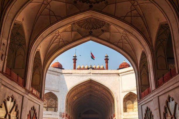istock Red Fort Delhi, beautiful arch interior, India 1215759953