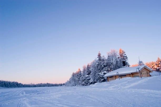 istock Log cabin half buried in snow 1215761937