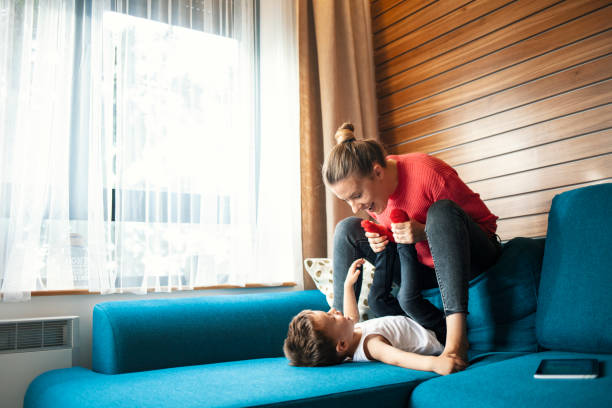 istock Beautiful woman spending free time with her son. 1215765685