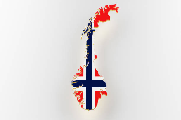 norwegen karte bild mit flagge. norwegen-flagge auf einer karte. 3d-rendern - norway maple stock-fotos und bilder