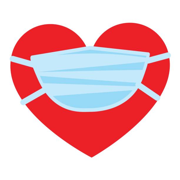 istock Covid 19. Coronovirus. Symbol of life icon red heart in a mask. Vector, illustration, isolate, square 1215771677