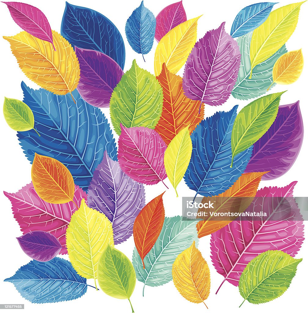 Arrière-plan de feuilles colorées - clipart vectoriel de Arbre libre de droits