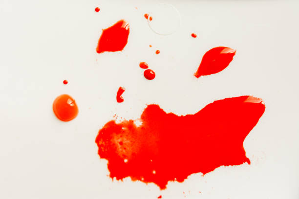 istock Watercolor red paint top view 1215776716