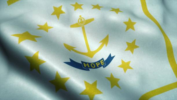 Rhode Island State flag waving in the wind. National flag of Rhode Island. Sign of Rhode Island State. 3d illustration Rhode Island State flag waving in the wind. National flag of Rhode Island. Sign of Rhode Island State. 3d illustration. westerly rhode island stock pictures, royalty-free photos & images