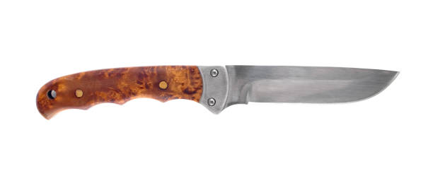 istock Beautiful hunting knife isolated on white background 1215785336