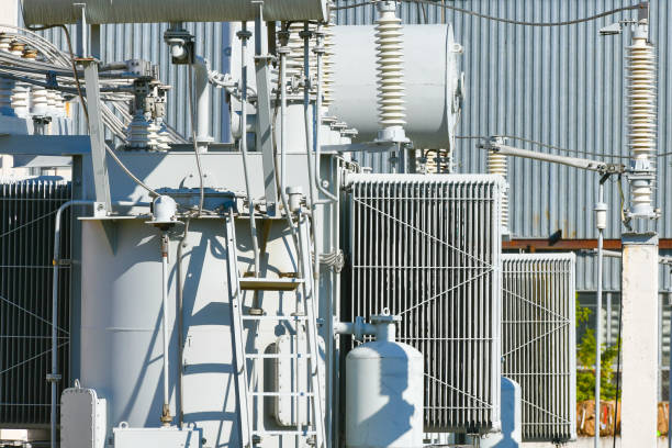 istock Electric power station transformer high-voltage equipment strategic object power unit. Power station transformer high-voltage equipment strategic object power 1215785609