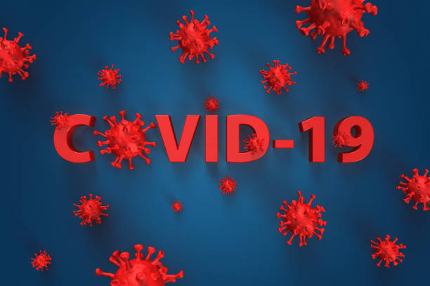 istock red COVID-19 word with the virus cells (clipping path) 1215785863