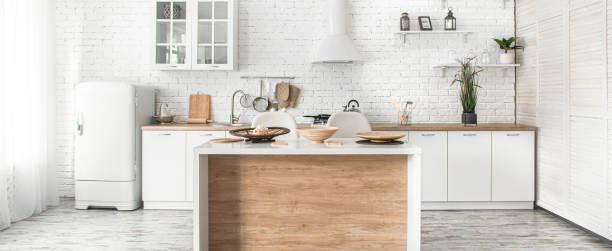 istock Modern stylish Scandinavian kitchen interior with kitchen accessories. 1215788294