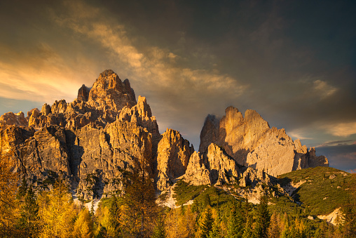 Mountain landscape of the Dolomites Venet near Cortina d'Ampezzo