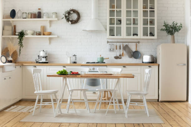istock Interior design of modern bright renovated kitchen 1215789571
