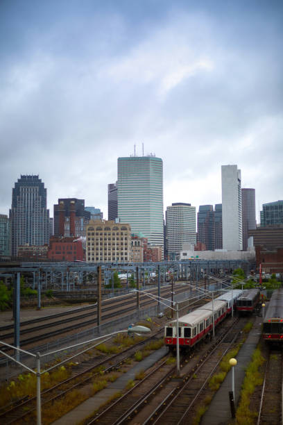 istock Boston skyline and cloudscape over the train station 1215791112
