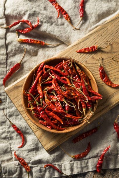 istock Raw Red Organic Chile de Arbol Peppers 1215791940