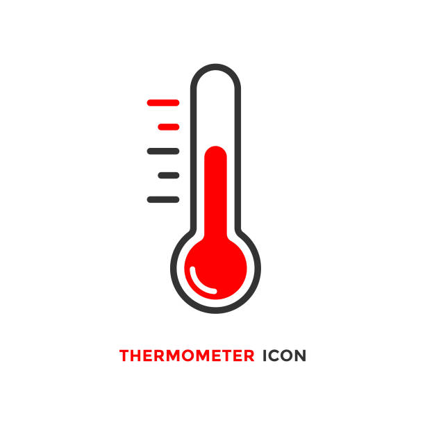 thermometer icon vector design auf weißem hintergrund. - thermometer stock-grafiken, -clipart, -cartoons und -symbole