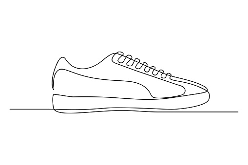betalingsmiddel tyk mulighed Tennis Shoe Stock Illustration - Download Image Now - Shoe, Line Art,  Sports Shoe - iStock