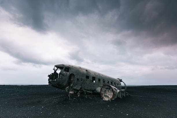 istock Aircraft wreckage on black sands beach in Iceland 1215792487