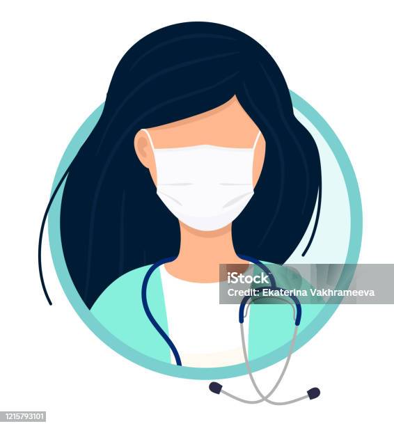 Avatar Profile Doctor In Medical Mask With Stethoscope Vector Illustration  Stock Illustration - Download Image Now - iStock