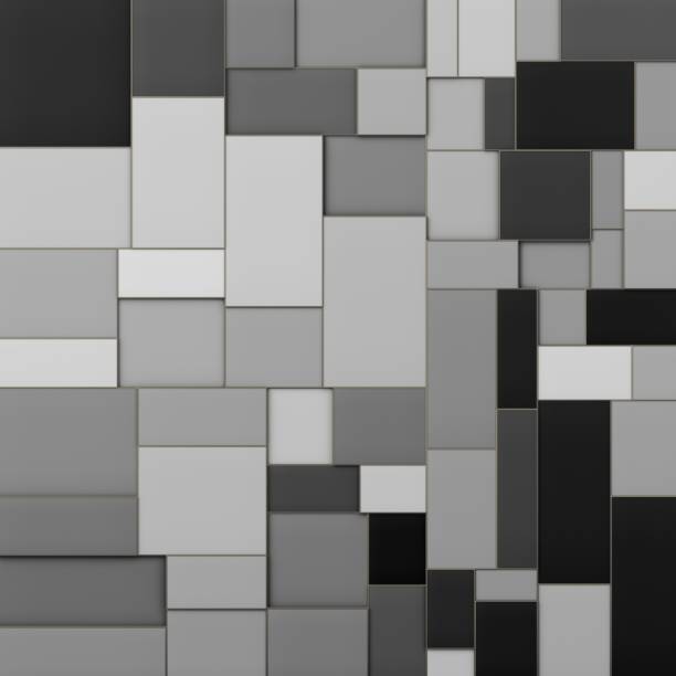 istock 3D Rendering Abstract geometric wall different shades of gray 1215794749