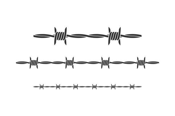 철 - barbed wire stock illustrations