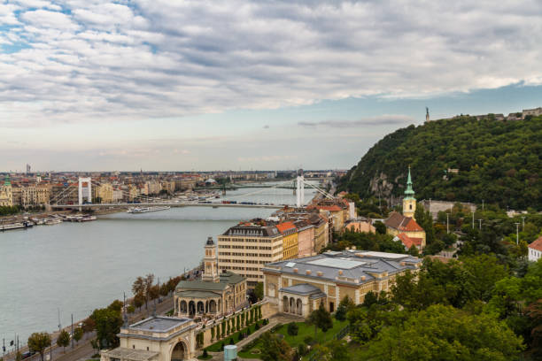 istock Budapest Danube evening view Elisabeth bridge and statue of liberty. 1215795506