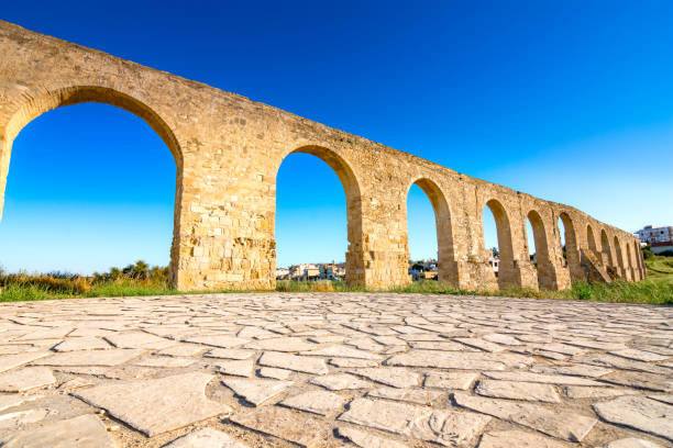 Ancient Roman aqueduct of Kamares in Larnaca, Cyprus. Ancient Roman aqueduct of Kamares in Larnaca, Cyprus. ancient arch architecture brick stock pictures, royalty-free photos & images