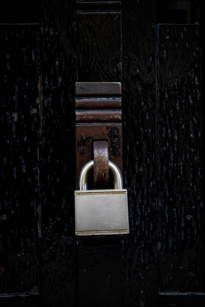 istock Padlock locked on the door. 1215796222