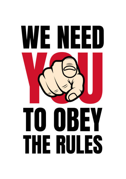 ilustrações de stock, clip art, desenhos animados e ícones de we need you to obey the rules. strong poster design to promote rules and regulations. command people to follow instructions. keep under administrative power and control. - army usa text metal
