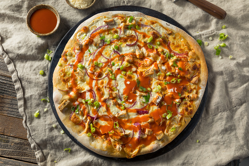 Homemade Buffalo Chicken Pizza with Blue Cheese