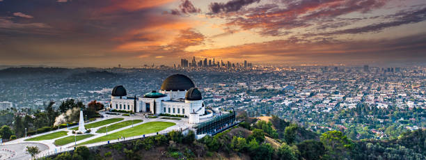 エコーパークからのロサンゼルスの日の出 - global warming city smog heat ストックフォトと画像