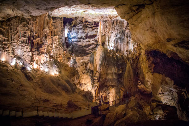 the cave of saint marcel d ardeche in france - lake mountain range mountain deep imagens e fotografias de stock